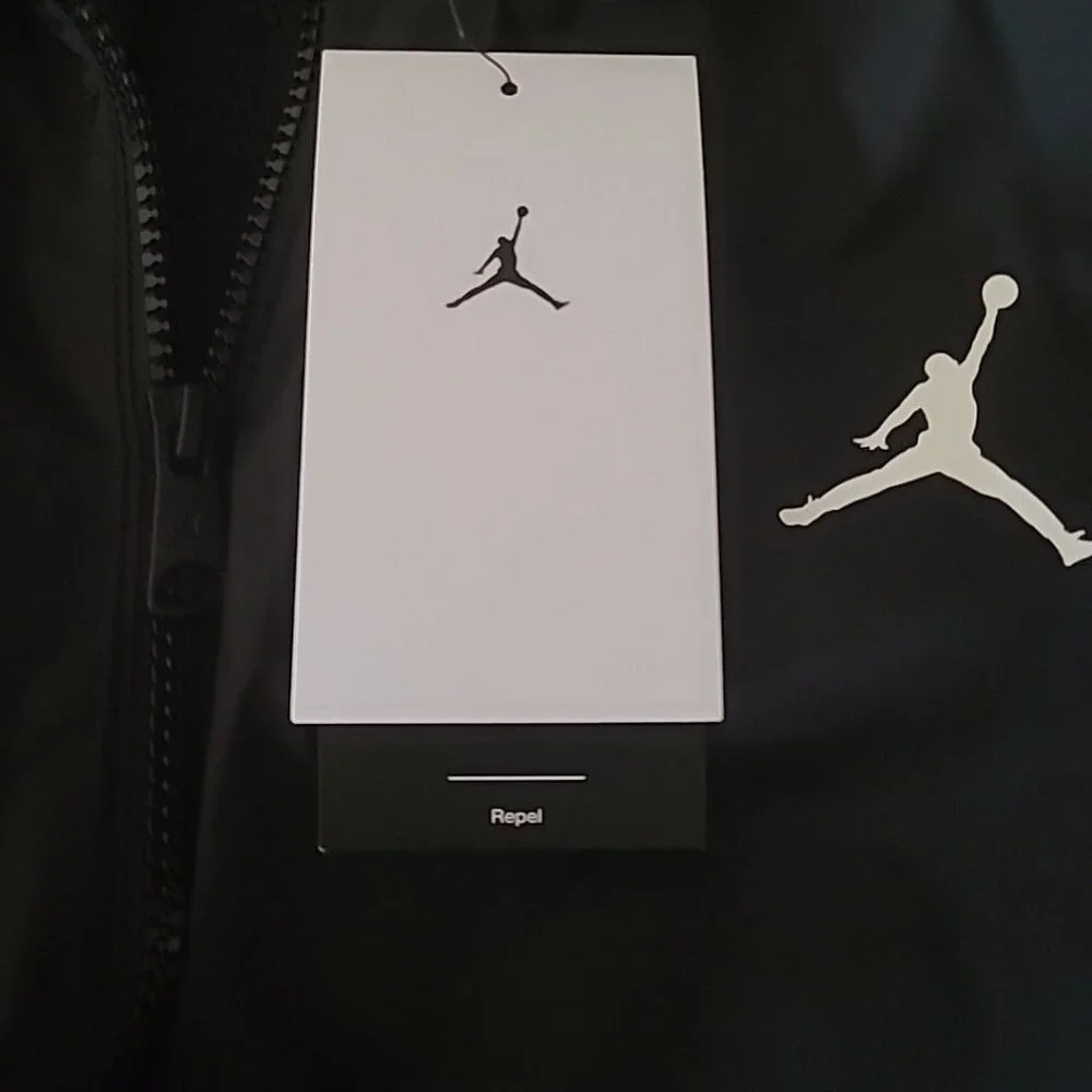 Nike Air Jordan Flight MVP Men's Size Medium Full Zip Black Jacket FD7423-010